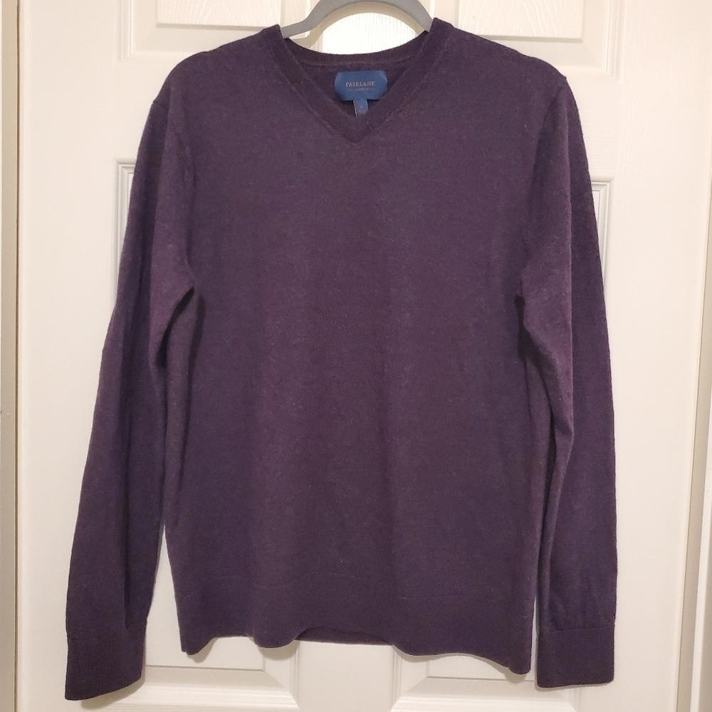 Fairlane Men's Sweater 100% Merino Wool V Neck long Sleeve Size XL